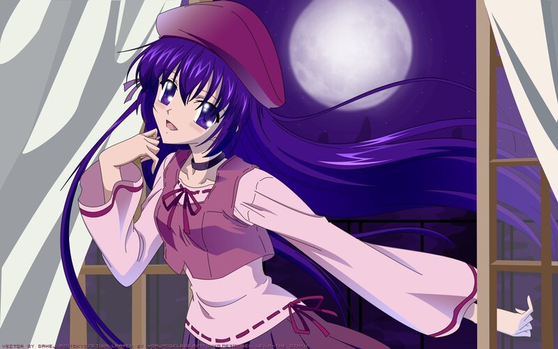anime girl at night window