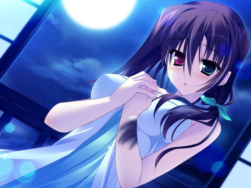 Anime girl at night window