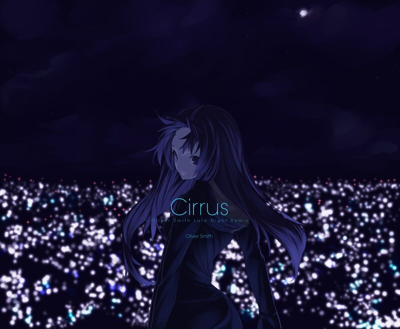 Anime girl at night with lights