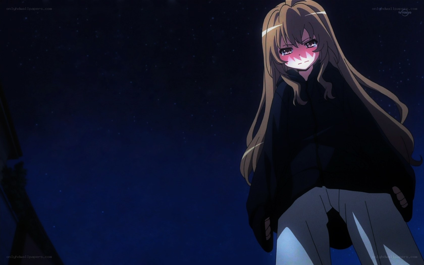 anime girl at night
