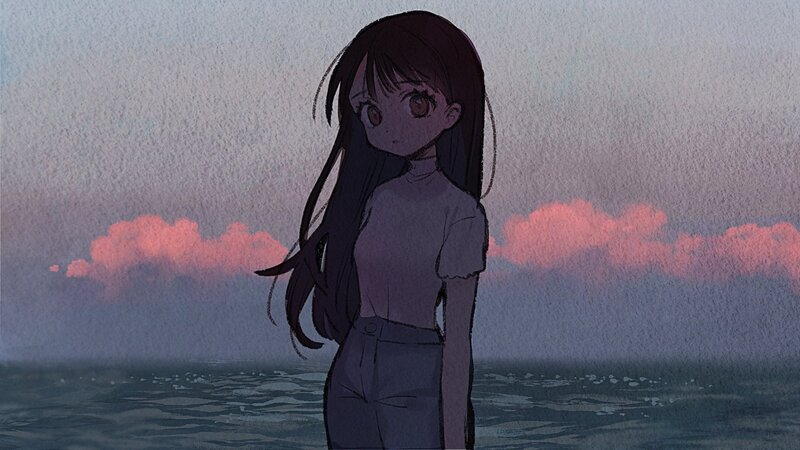 Anime Girl at Ocean