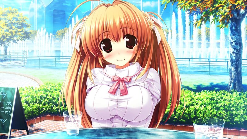 anime girl at outdoor cafe