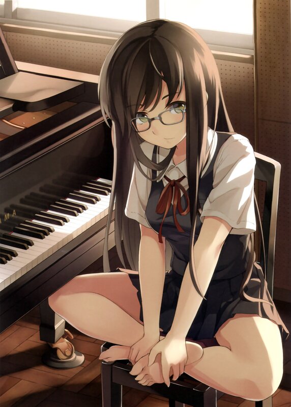 Anime girl at piano