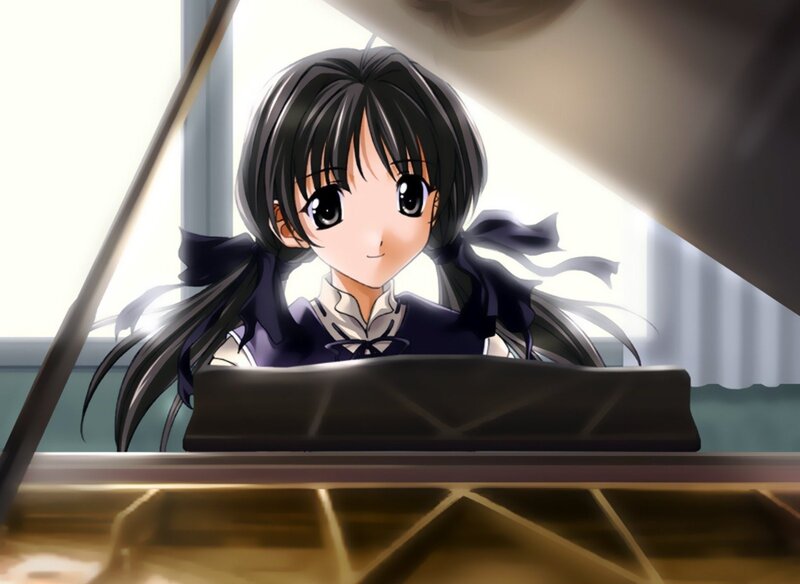 anime girl at piano