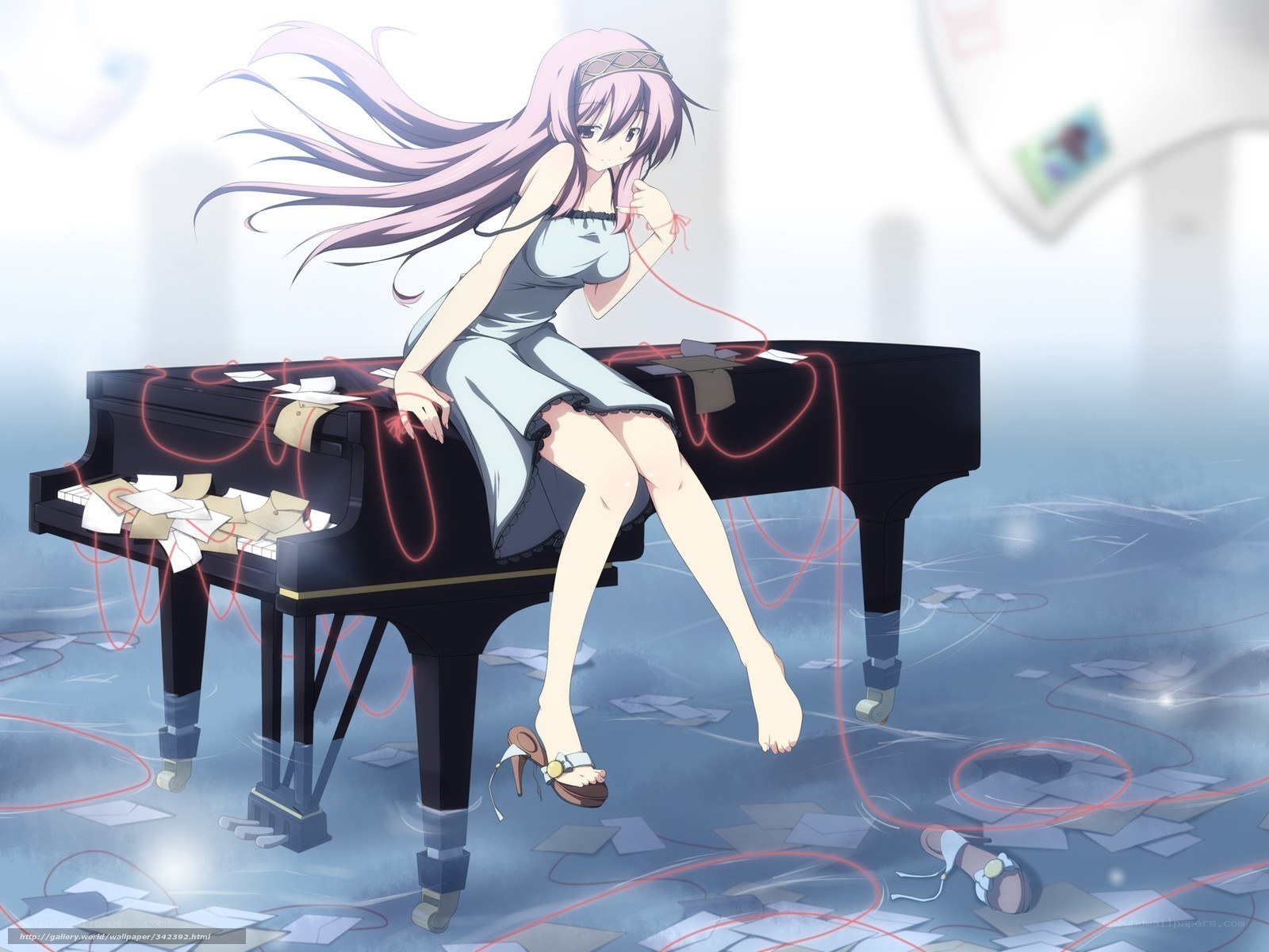 anime girl at piano