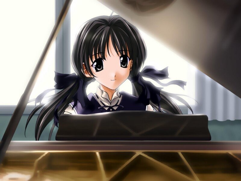 anime girl at piano