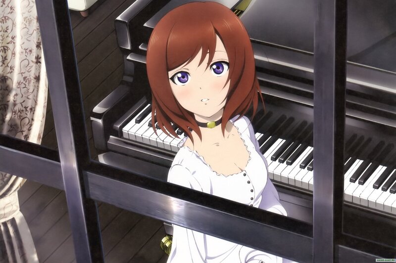 Anime Girl at Piano — Brown