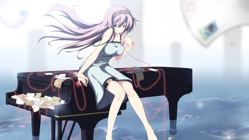 Anime Girl at Piano — Purple, Calm