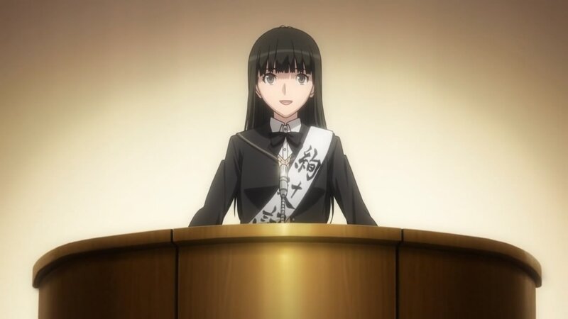 anime girl at podium