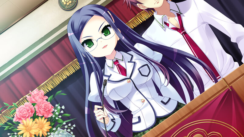 Anime Girl at Podium — White