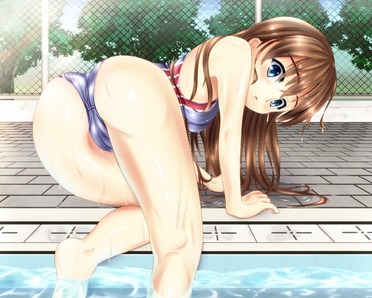 anime girl at poolside