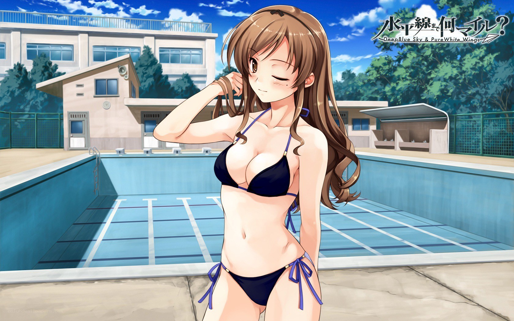 anime girl at poolside