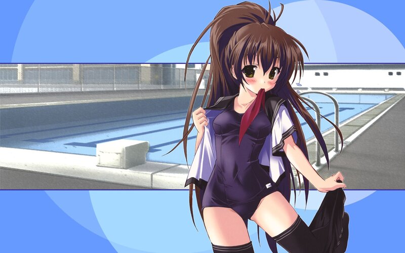 anime girl at poolside