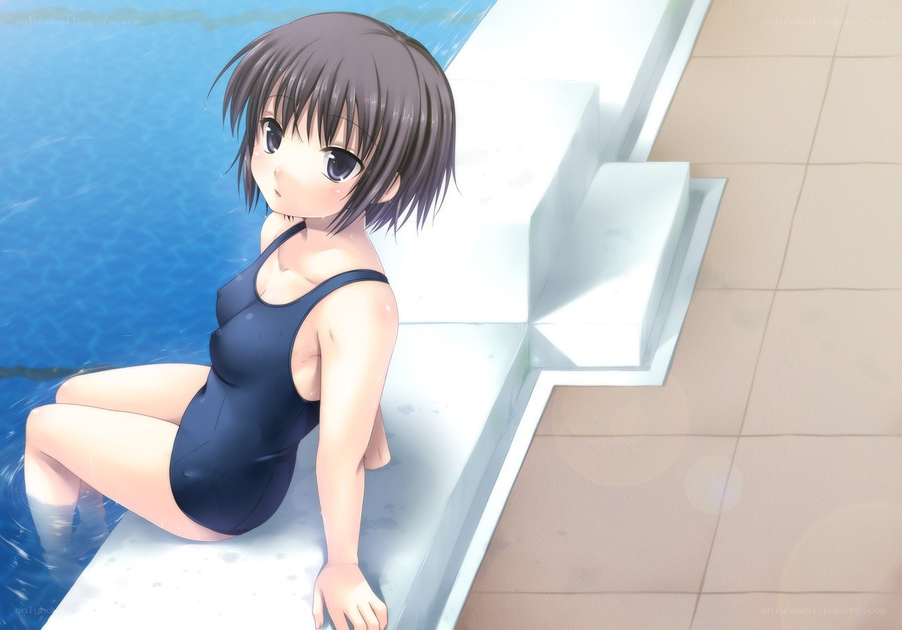 anime girl at poolside
