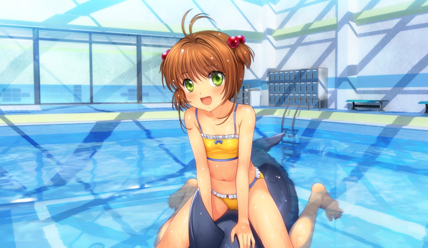 anime girl at poolside