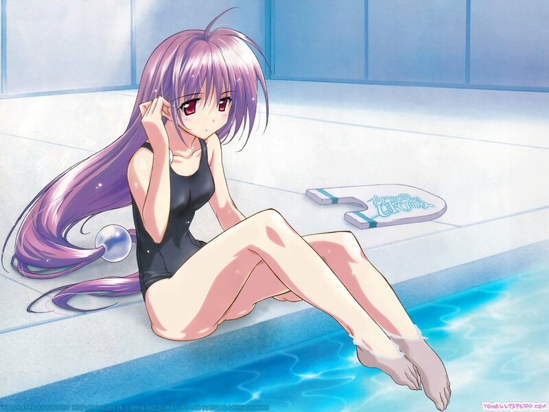 anime girl at poolside
