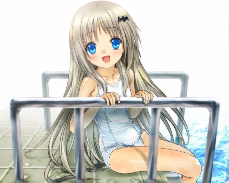 anime girl at poolside