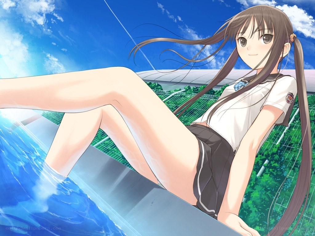 anime girl at poolside