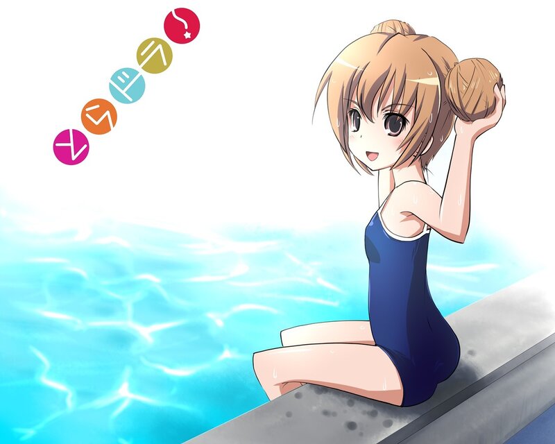 anime girl at poolside