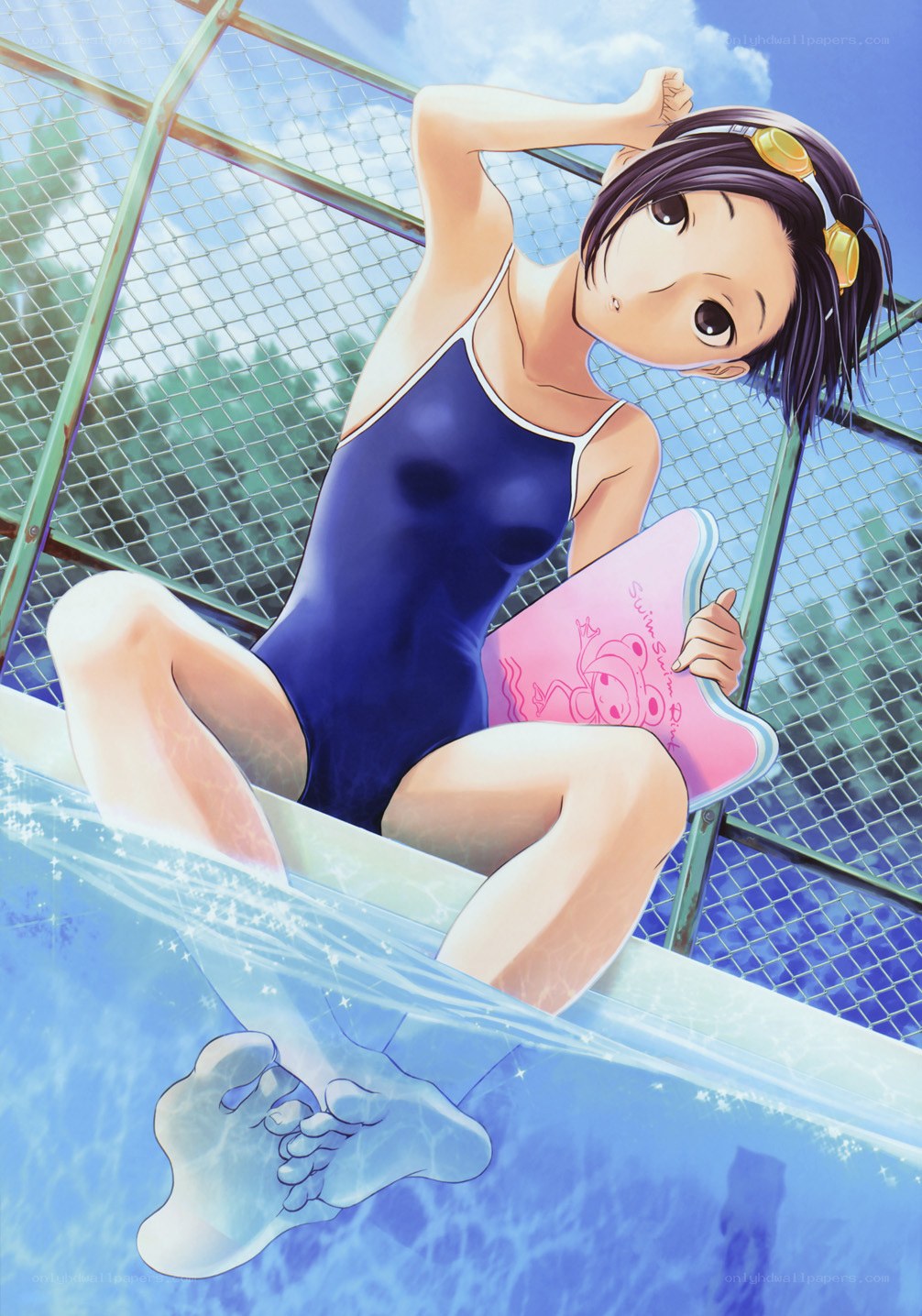 anime girl at poolside