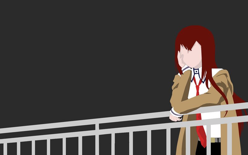 Anime Girl at Railing — Red