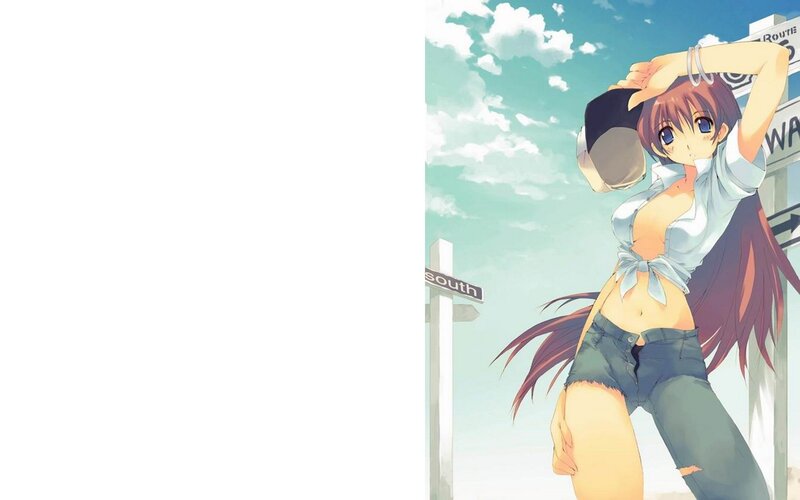anime girl at road sign