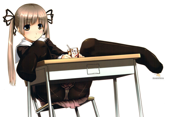 anime girl at school desk
