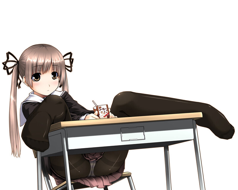 anime girl at school desk