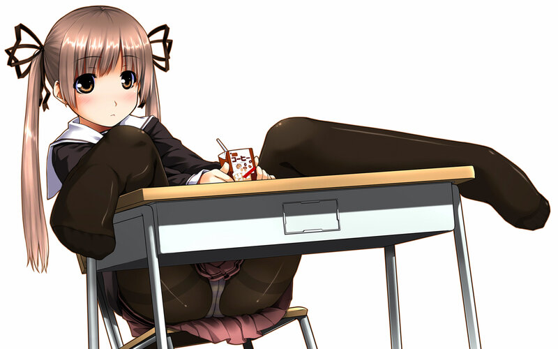 anime girl at school desk