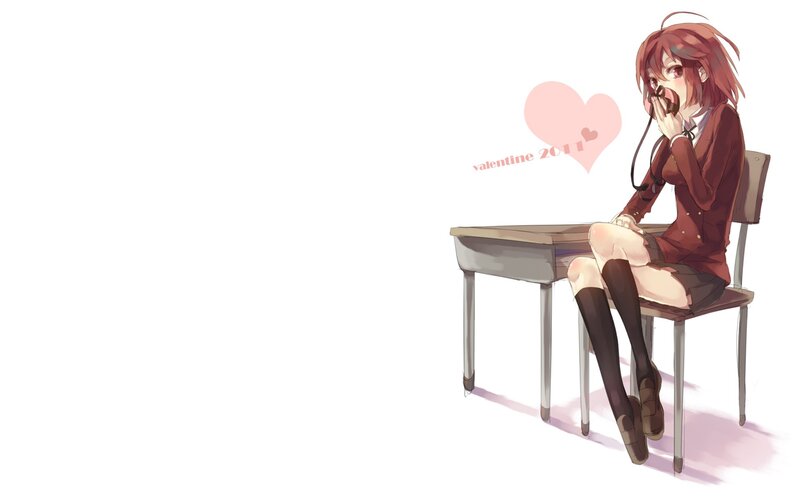 anime girl at school desk