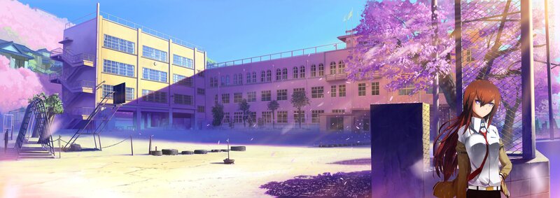 Anime Girl at School — Purple