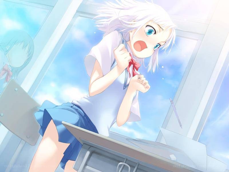 anime girl at school window