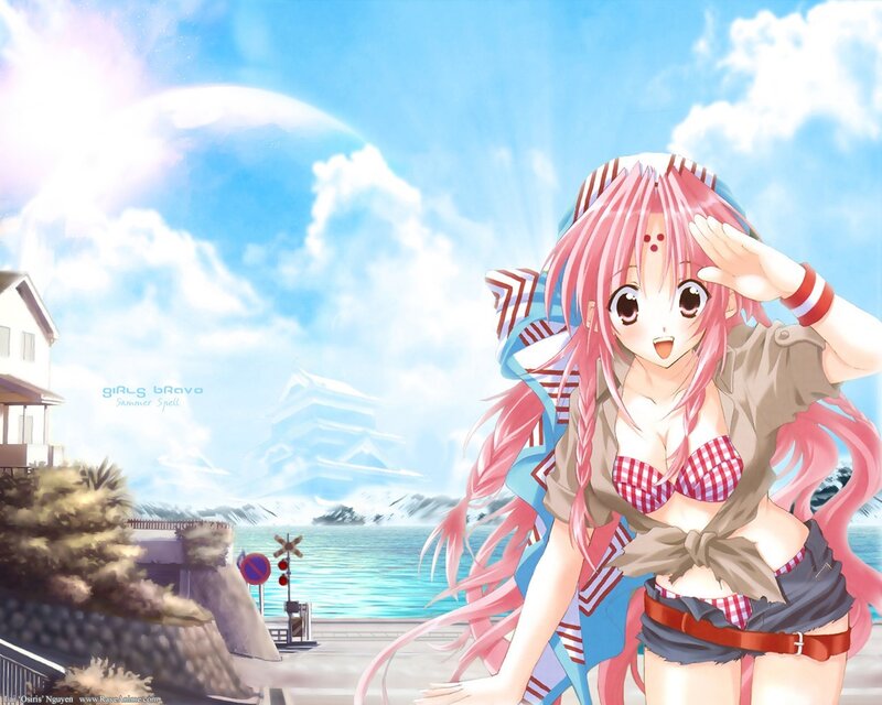 anime girl at seaside