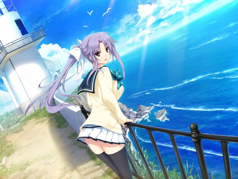 Anime Girl at Seaside — Blue