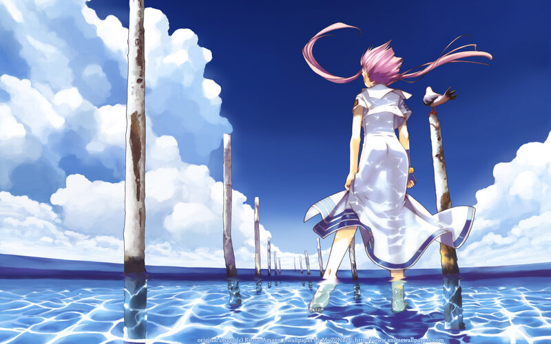 anime girl at seaside
