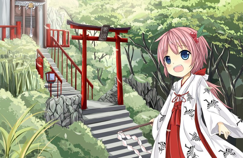 Anime girl at shrine