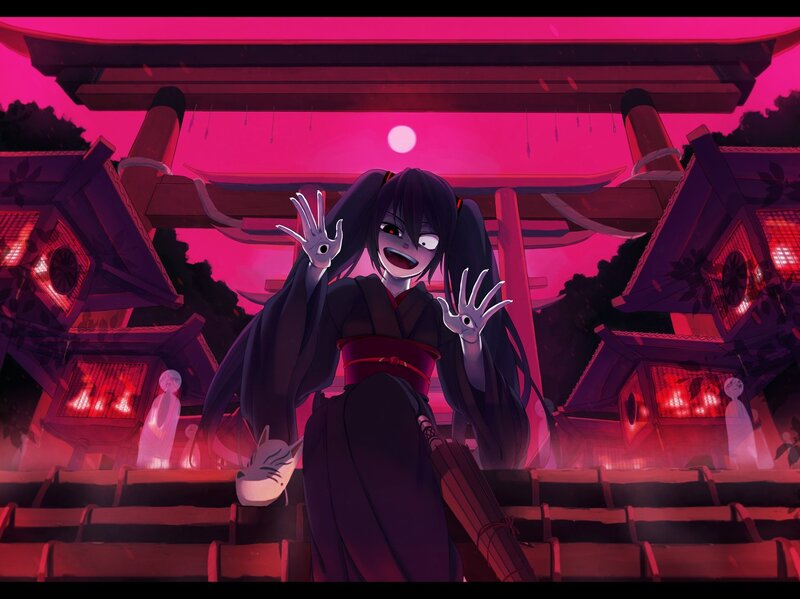 anime girl at shrine