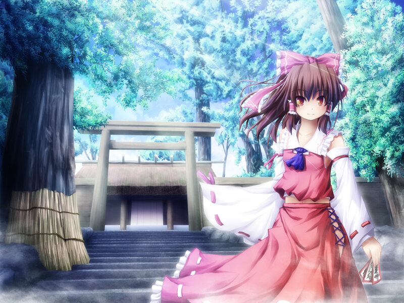 Anime Girl at Shrine — Pink