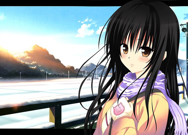 anime girl at snowy landscape