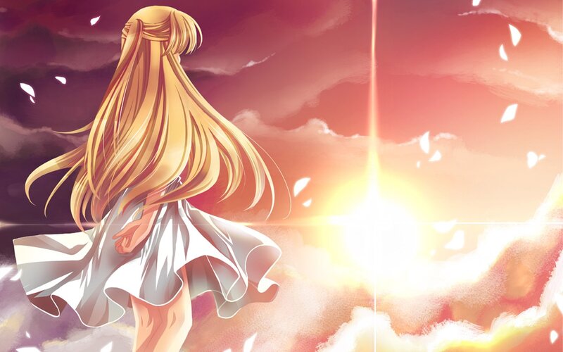 Anime girl at sunset