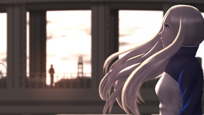 anime girl at sunset