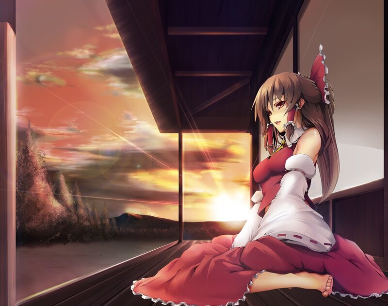 anime girl at sunset