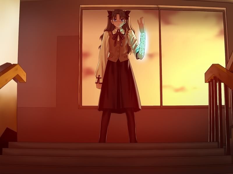 anime girl at sunset