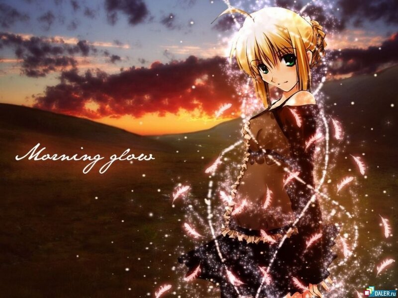 Anime girl at sunset