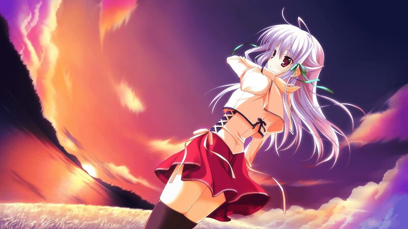anime girl at sunset