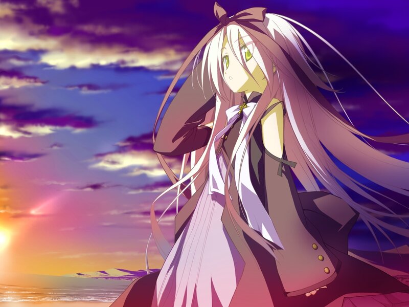 anime girl at sunset