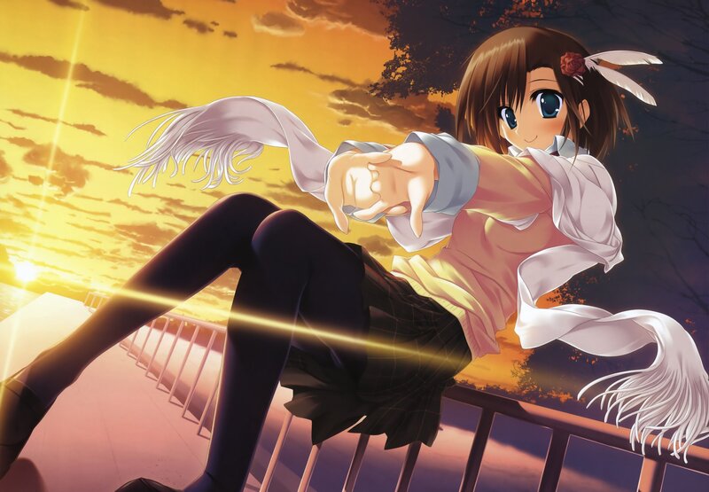 Anime girl at sunset