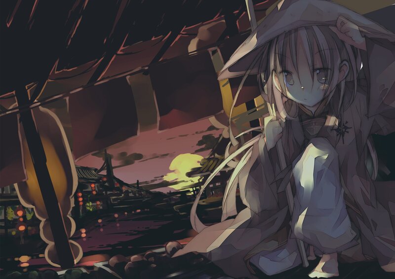 anime girl at sunset