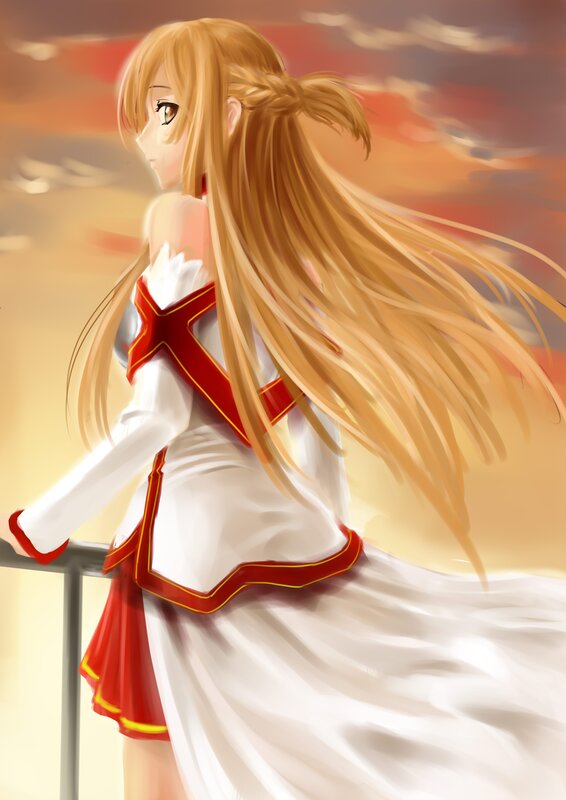 anime girl at sunset