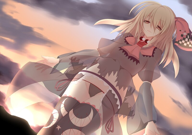 anime girl at sunset